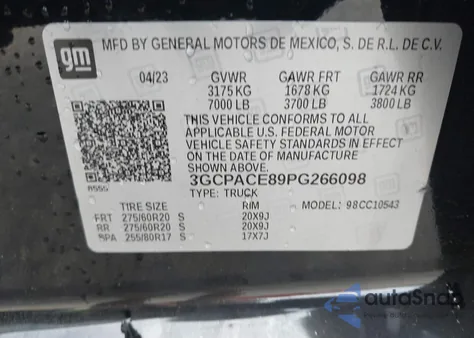 2023 Chevrolet Silverado 1500 2Wd Short Bed Lt z USA, uszkodzony, nr VIN 3GCPACE89PG266098